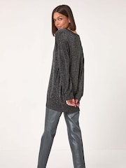 Roman Black Relaxed Shimmer Jumper - Image 3 of 5