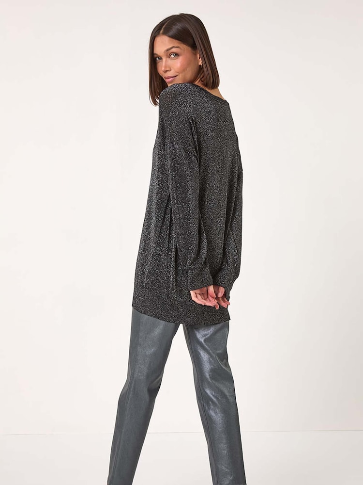 Roman Black Relaxed Shimmer Jumper - Image 3 of 5