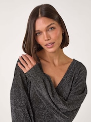 Roman Black Relaxed Shimmer Jumper - Image 4 of 5