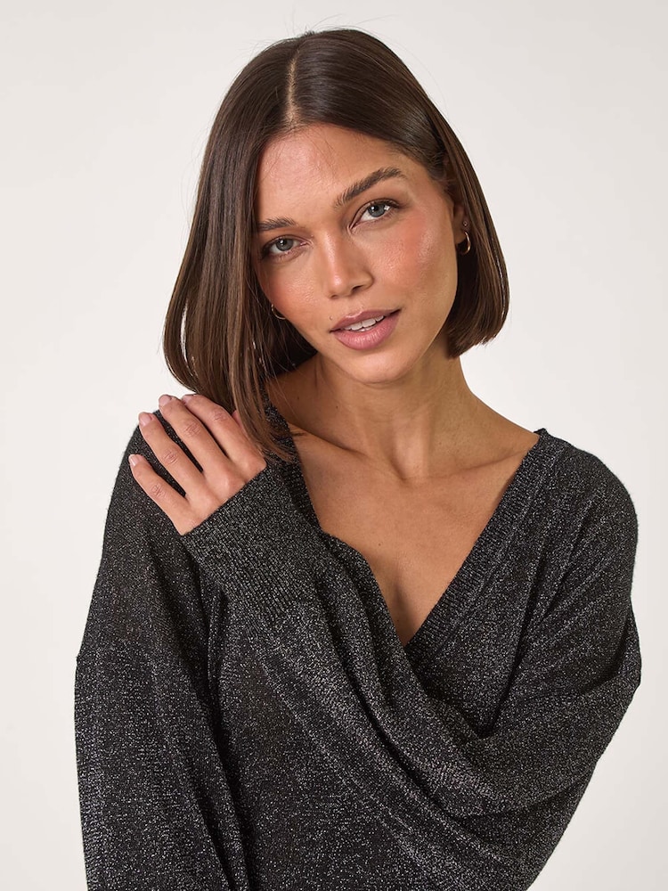 Roman Black Relaxed Shimmer Jumper - Image 4 of 5