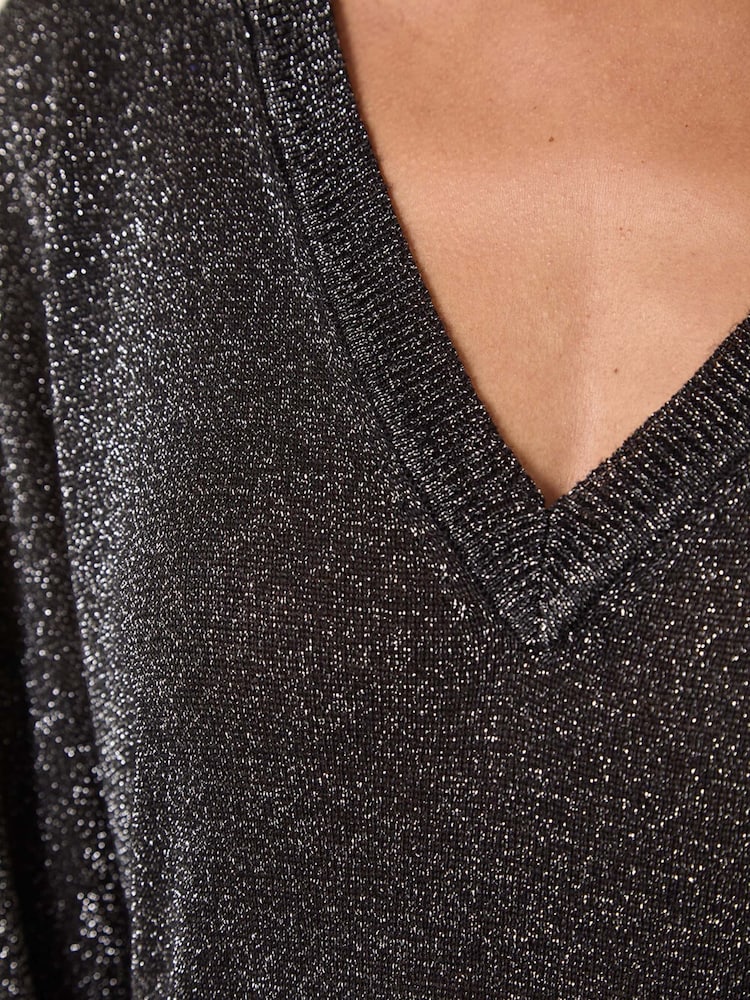 Roman Black Relaxed Shimmer Jumper - Image 5 of 5