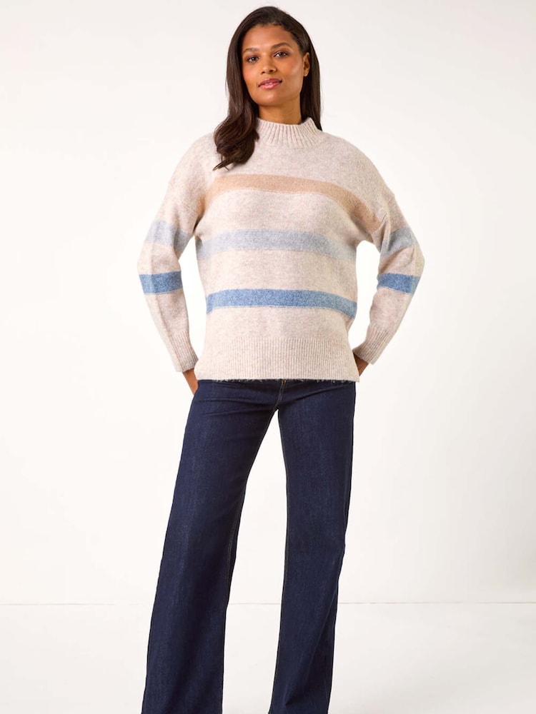 Blusa Romana de Tricô Listrada Relaxada - Imagem 2 de 5
