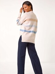 Blusa Romana de Tricô Listrada Relaxada - Imagem 3 de 5