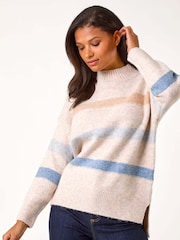 Blusa Romana de Tricô Listrada Relaxada - Imagem 4 de 5