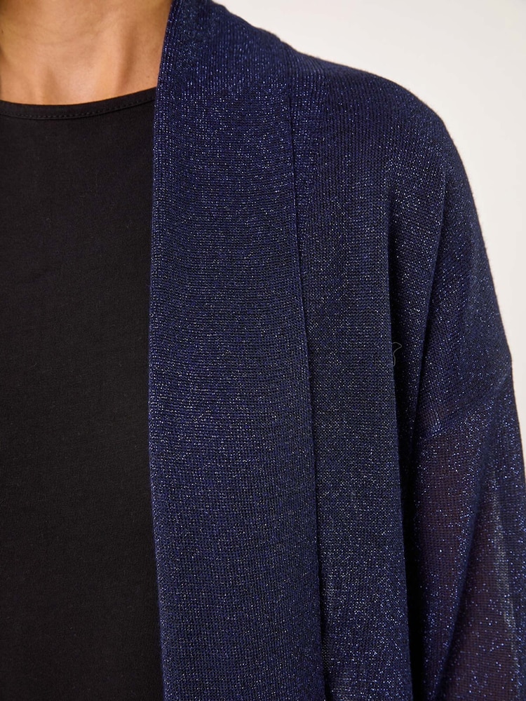 Синий - Roman Shimmer Longline Knit Cardigan - Image 5 of 5