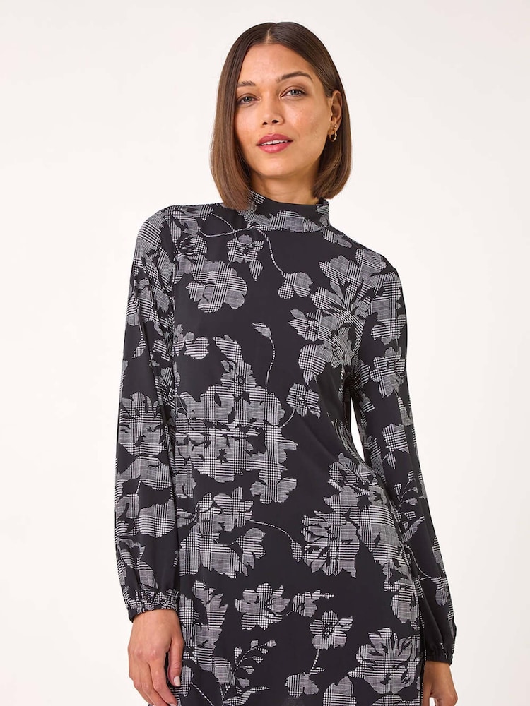 Roman Black Printed Side Split Tunic Top - Image 1 of 5