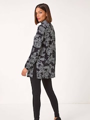 Roman Black Printed Side Split Tunic Top - Image 2 of 5