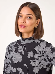 Roman Black Printed Side Split Tunic Top - Image 4 of 5