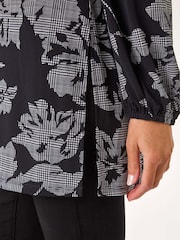 Roman Black Printed Side Split Tunic Top - Image 5 of 5
