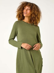 Roman Green Side Button Detail Shift Dress - Image 2 of 5
