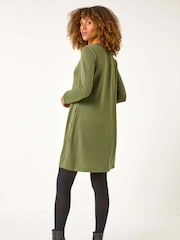 Roman Green Side Button Detail Shift Dress - Image 3 of 5