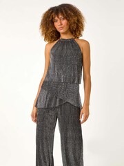 Roman Metallic Shimmer Plisse Jumpsuit - Image 2 of 5