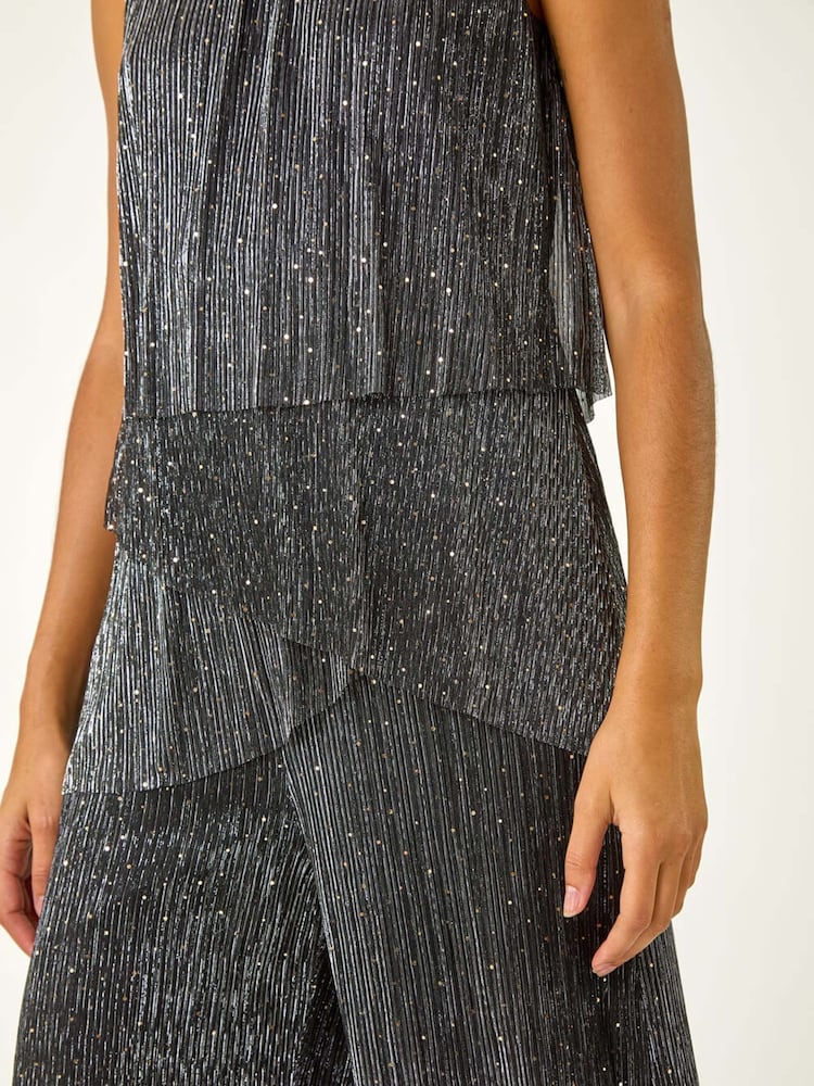 Roman Metallic Shimmer Plisse Jumpsuit - Image 5 of 5