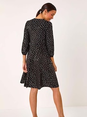 Roman Black Shimmer Foil Print Dress - Image 3 of 5