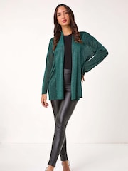 Зеленый - Roman Shimmer Longline Knit Cardigan - Image 2 of 5