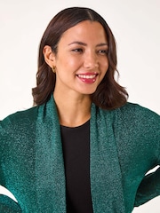 Зеленый - Roman Shimmer Longline Knit Cardigan - Image 4 of 5