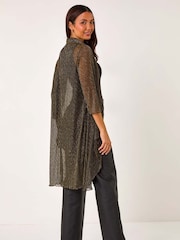 Roman Metallic Shimmer Chevron Plisse Longline Kimono - Image 3 of 5