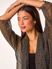 Roman Metallic Shimmer Chevron Plisse Longline Kimono - Image 4 of 5