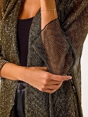 Roman Metallic Shimmer Chevron Plisse Longline Kimono - Image 5 of 5