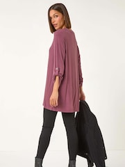 Roman Pink Ribbed Buttoned Stretch Tunics - Image 3 of 5