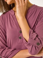 Roman Pink Ribbed Buttoned Stretch Tunics - Image 5 of 5