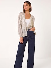 Roman Metallic Sequin Tie Front Stretch Cardigans - Image 2 of 5