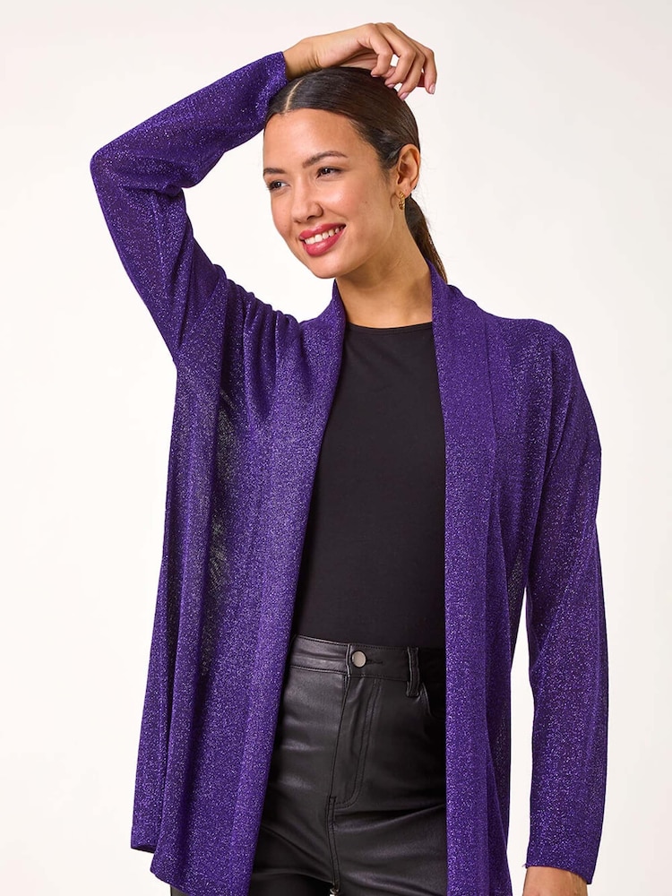 Пурпурный - Roman Shimmer Longline Knit Cardigan - Image 1 of 5