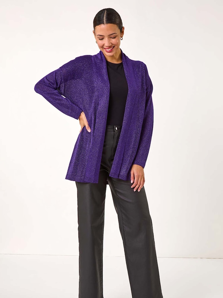 Пурпурный - Roman Shimmer Longline Knit Cardigan - Image 2 of 5