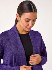 Пурпурный - Roman Shimmer Longline Knit Cardigan - Image 4 of 5