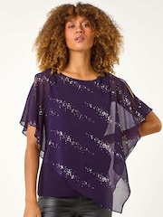 Roman Sequin Asymmetric Overlay Top - Imagen 2 de 5