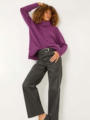 Roman Purple Roll Neck Knit Jumper - Image 1 of 5