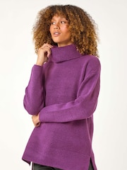 Roman Purple Roll Neck Knit Jumper - Image 2 of 5