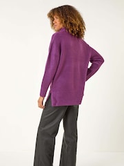 Roman Purple Roll Neck Knit Jumper - Image 3 of 5