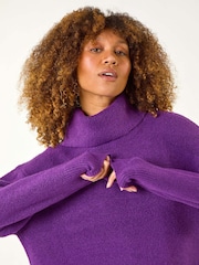 Roman Purple Roll Neck Knit Jumper - Image 4 of 5