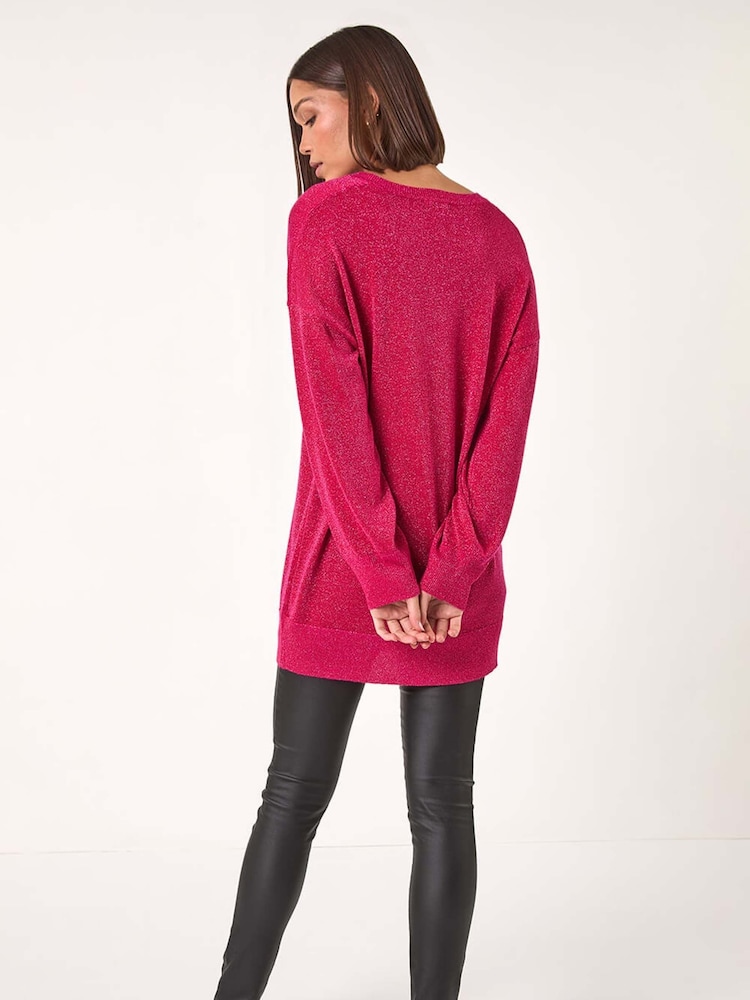 Roman Pink Relaxed Shimmer Jumper - Image 3 of 5