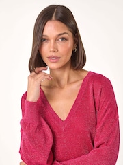 Roman Pink Relaxed Shimmer Jumper - Image 4 of 5