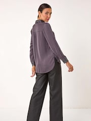 Roman Grey Sequin Collar and Cuff Shirt - Image 3 of 5