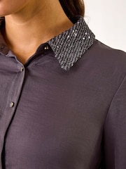 Roman Grey Sequin Collar and Cuff Shirt - Image 5 of 5