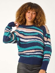 Roman Green Sequin Animal Print Jumper - Image 4 of 5