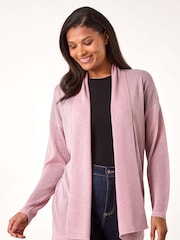 Розовый - Roman Shimmer Longline Knit Cardigan - Image 1 of 5