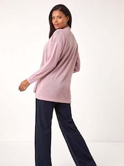 Розовый - Roman Shimmer Longline Knit Cardigan - Image 3 of 5