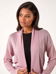 Розовый - Roman Shimmer Longline Knit Cardigan - Image 4 of 5
