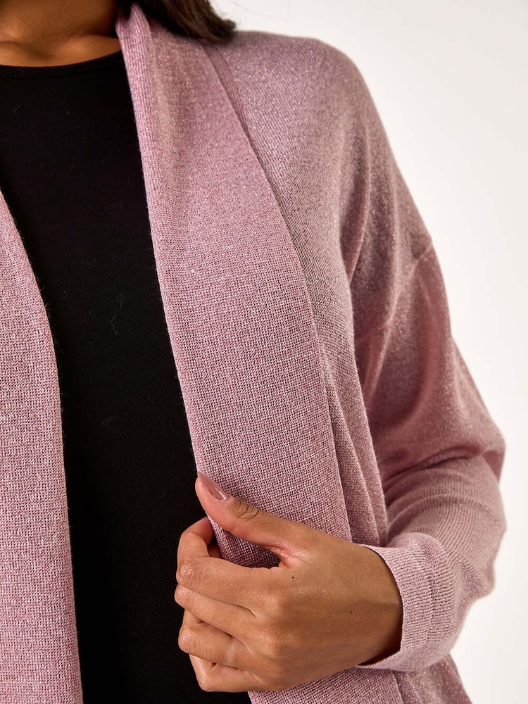 Розовый - Roman Shimmer Longline Knit Cardigan - Image 5 of 5