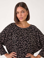 Roman Natural Spot Print Stretch Top - Image 1 of 5
