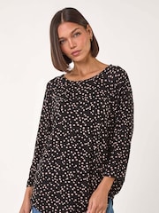 Roman Natural Spot Print Stretch Top - Image 3 of 5