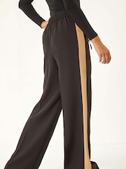 Roman Black Side Stripe Wide Leg Trousers - Image 3 of 5