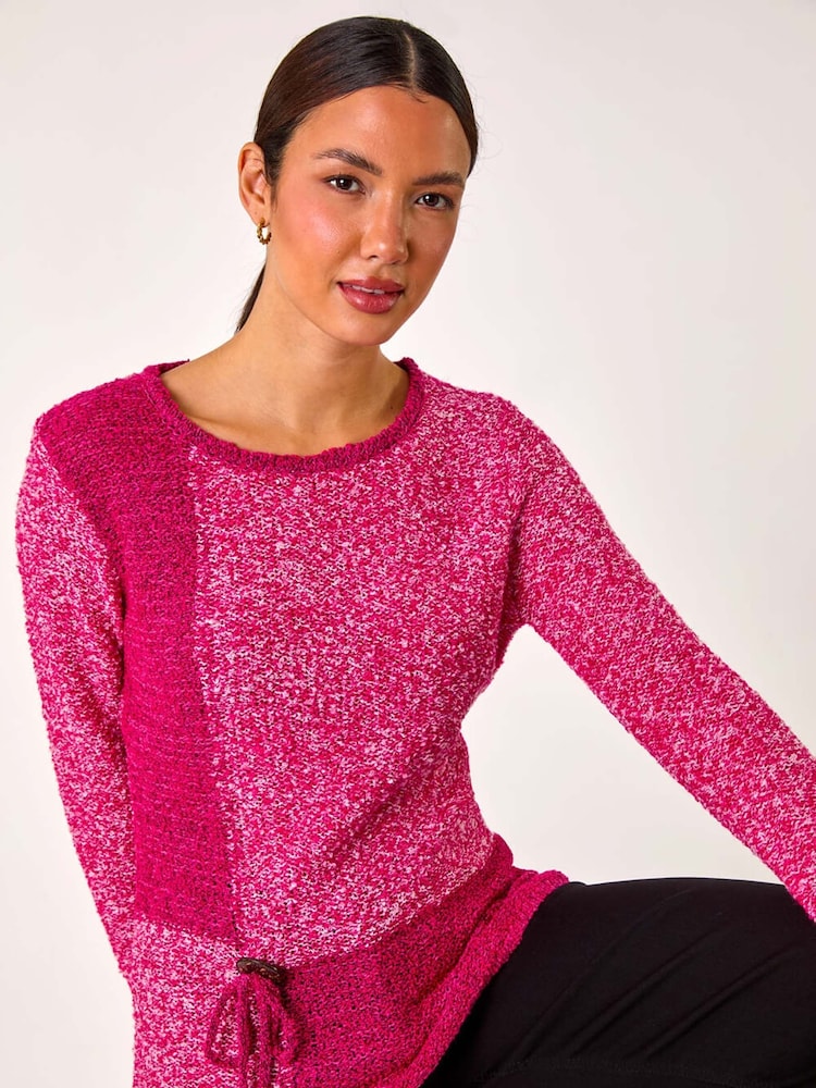 Roman Pink Textured Button Detail Knit Jumper - Image 1 of 5