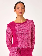 Roman Pink Textured Button Detail Knit Jumper - Image 4 of 5
