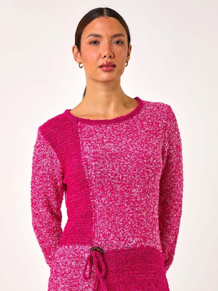 Roman Pink Textured Button Detail Knit Jumper - Image 4 of 5
