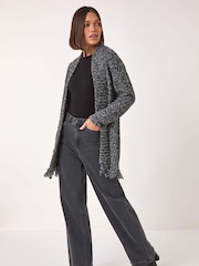Roman Grey Textured Fringe Cardigan - Image 2 of 5